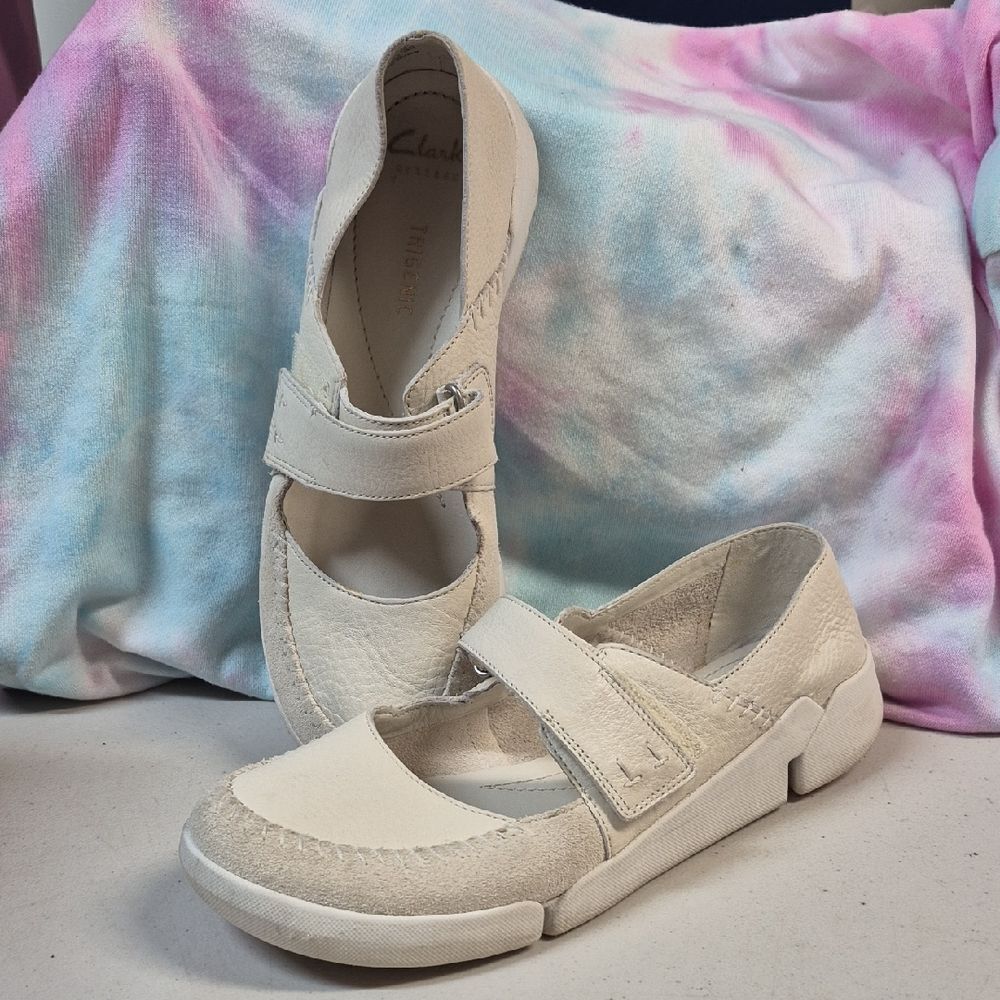 Clarks Trigenic Women's 9 White Leather Shoes